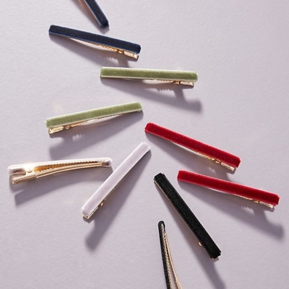 Anthropologie Accessories Sally Velvet Hair Clip Set Of 10 Nwt